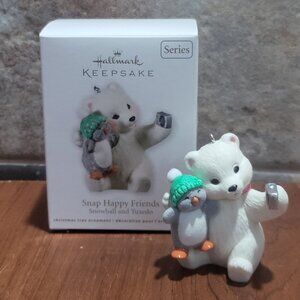 Hallmark Snap Happy Friends Snowball and  Tuxedo 2011 Christmas Ornament
